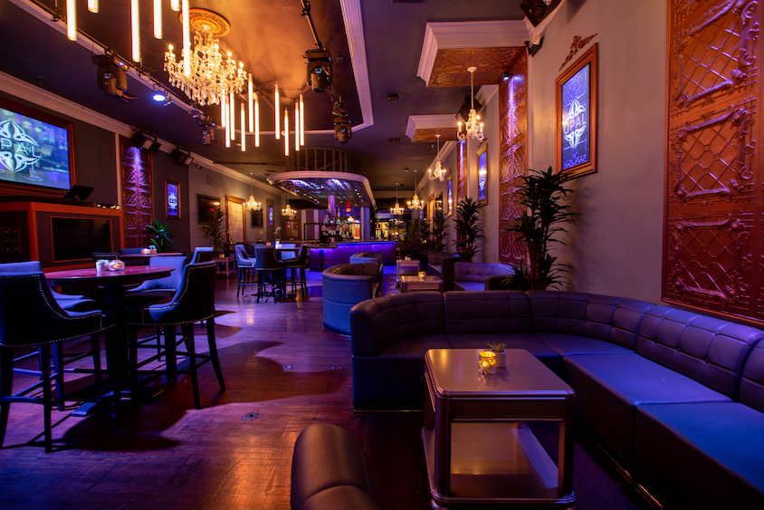 Crystal chandeliers, VIP seating