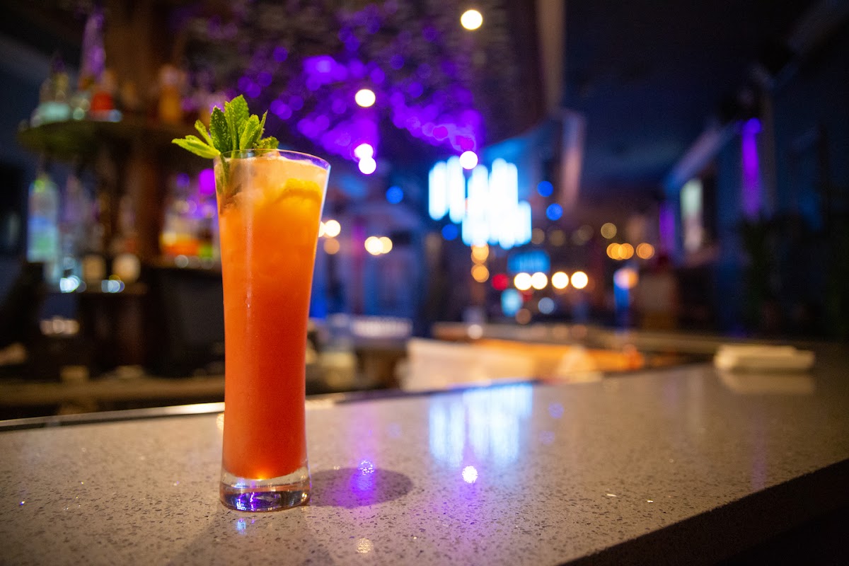 Signature cocktail with neon